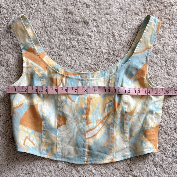 A.L.C. Isabel Sea Glass Crop Top Corset Linen Blend Sleeveless Side Zipper Sz 6 - Picture 14 of 15